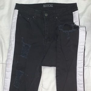 Black striped jeans.